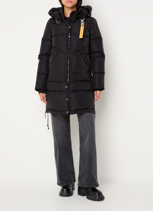 Parajumpers Long Bear gewatteerde jas met donsvulling en afneembare capuchon - voorkant 3 zwart