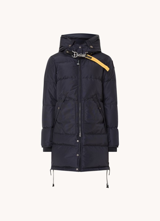 Parajumpers Long Bear gewatteerde jas met donsvulling en afneembare capuchon - voorkant 2 donkerblauw