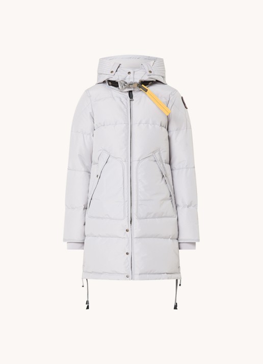 Parajumpers Long Bear gewatteerde jas met donsvulling en afneembare capuchon - voorkant 2 lichtgrijs