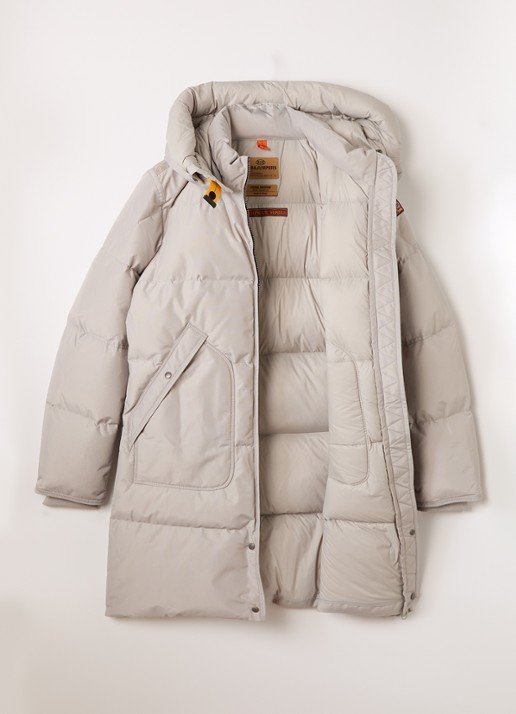Parajumpers Long Bear puffer jack met donsvulling - voorkant 2 grijs