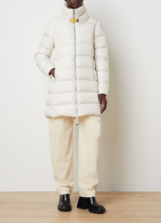 Parajumpers Malandra gewatteerde puffer jas met donsvulling en ritszakken - voorkant 6 wit