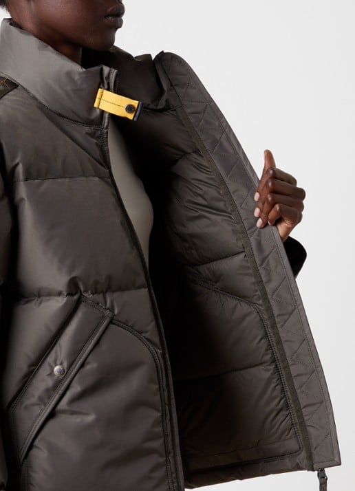 Parajumpers Mallery puffer jack met donsvulling en logo - detail 4 olijfgroen