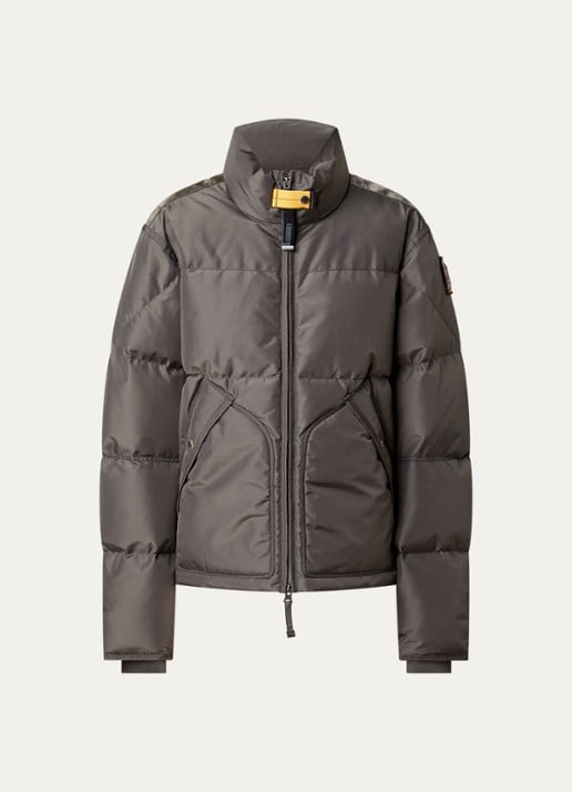 Parajumpers Mallery puffer jack met donsvulling en logo - voorkant olijfgroen