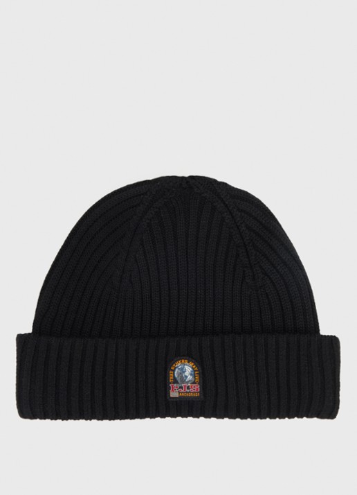 Parajumpers Matio ribgebreide muts in merino wolblend met logo