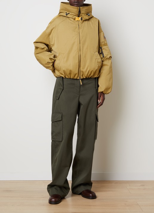 Parajumpers Naadz gewatteerde jack donsvulling en capuchon - voorkant 2 mosgroen