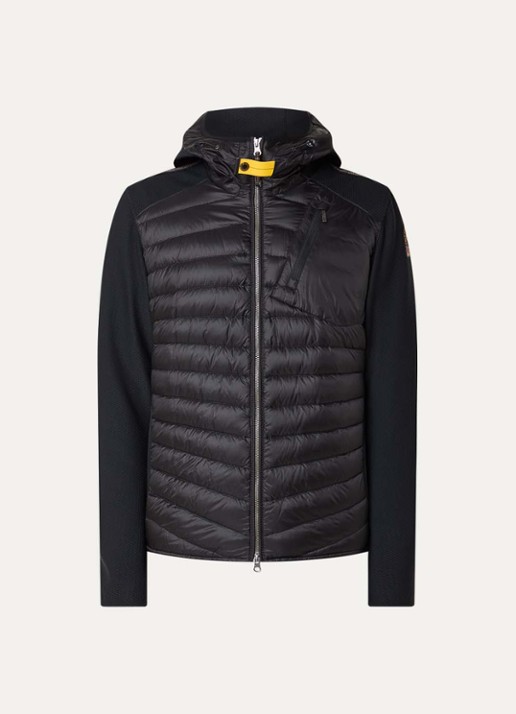 Parajumpers Nolan gewatteerd jack met donsvulling en capuchon - voorkant zwart