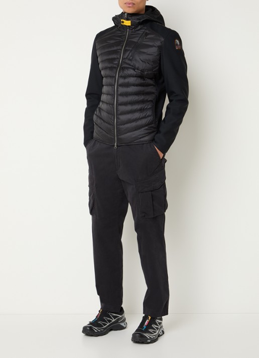 Parajumpers Nolan gewatteerd jack met donsvulling en capuchon - voorkant 2 zwart