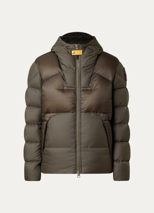 Parajumpers Notigi puffer jas met donsvulling en ritszakken - voorkant 5 bronsgroen