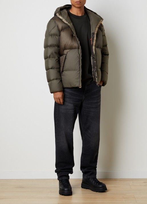 Parajumpers Notigi puffer jas met donsvulling en ritszakken - voorkant 6 bronsgroen