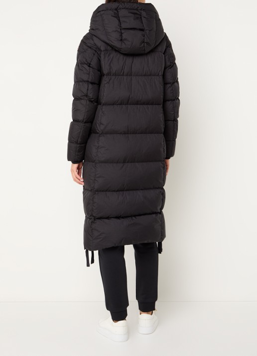 Parajumpers Panda longline puffer jas met donsvulling en capuchon  - achterkant zwart