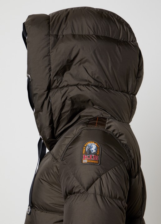 Parajumpers Panda longline puffer jas met logo - detail 2 donkerbruin