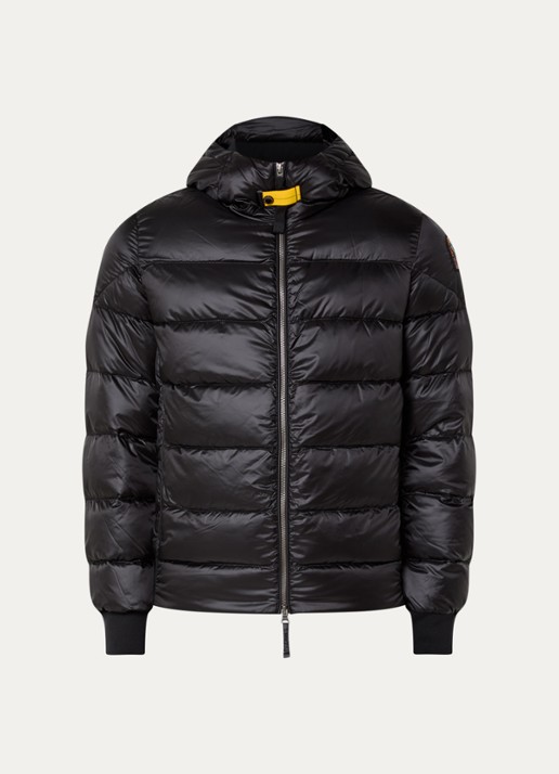 Parajumpers Pharrell puffer jack met capuchon en logo - voorkant 2 zwart
