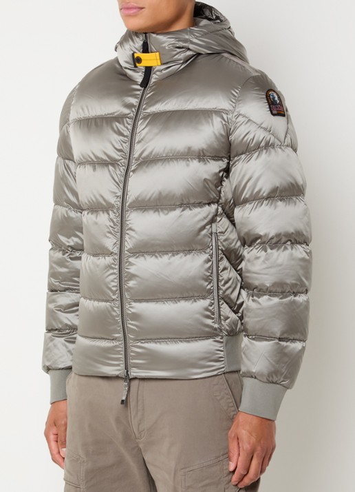 Parajumpers Pharrell puffer jack met capuchon en logo - detail 4 grijs
