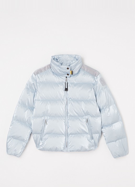 Parajumpers Pia puffer jas met donsvulling met ritszakken  - voorkant 2 lichtblauw