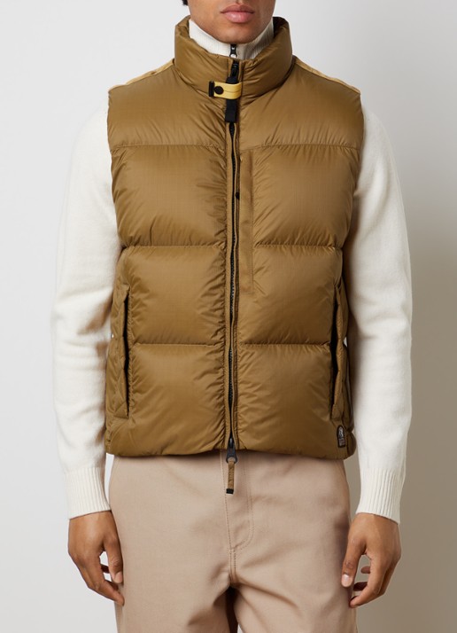 Parajumpers Roydale gewatteerde bodywarmer met donsvulling en ritszakken - detail bruin