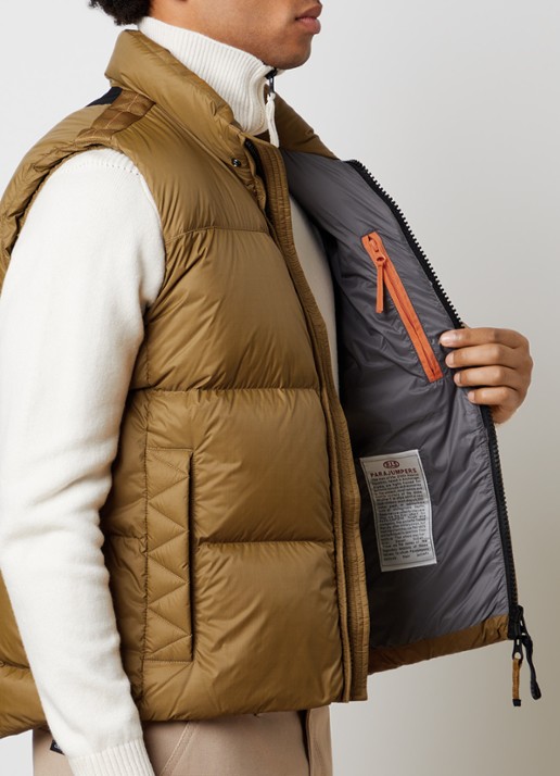 Parajumpers Roydale gewatteerde bodywarmer met donsvulling en ritszakken - detail 2 bruin