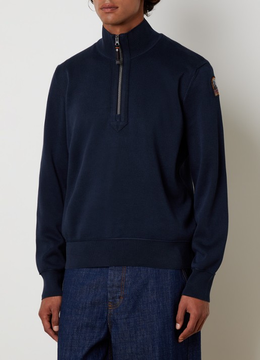 Parajumpers Scoe vest met logo en halve rits - detail donkerblauw