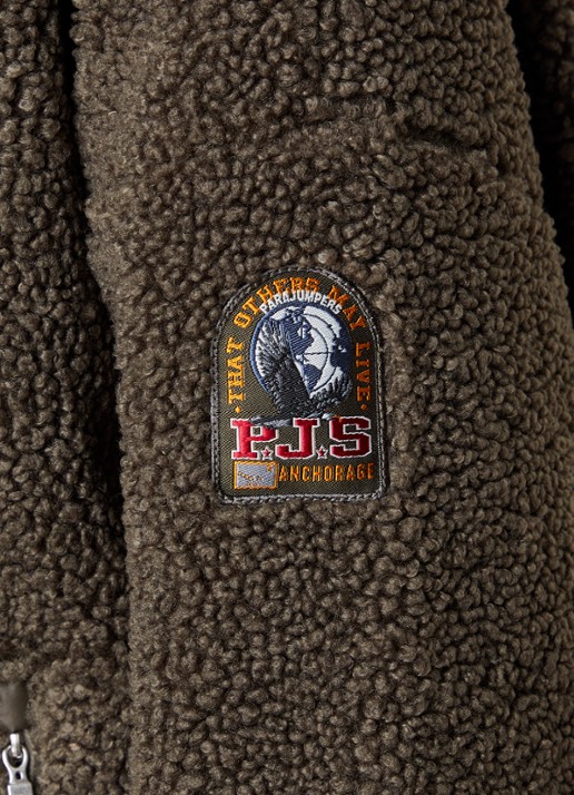 Parajumpers Sori jack van teddy met ritszakken en logo - detail 2 olijfgroen