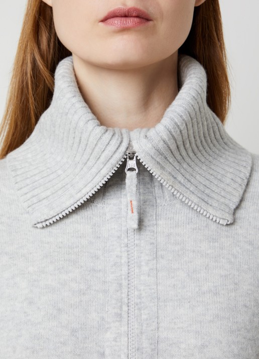 Parajumpers Spinga fijngebreid vest in wolblend met col - detail 2 grijsmele