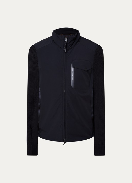 Parajumpers Steel River ribgebreid vest met gewatteerd voorpand - voorkant zwart