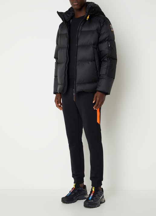 Parajumpers Tyrik puffer jack met donsvulling en ritszakken - voorkant 2 zwart
