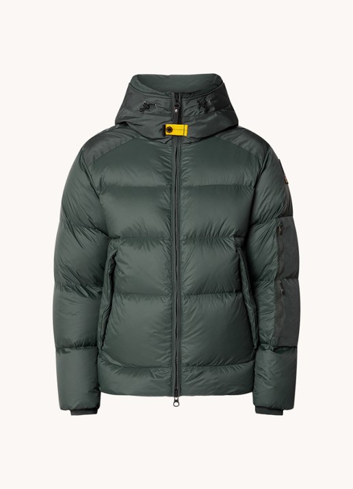 Parajumpers Tyrik puffer jack met donsvulling en ritszakken - voorkant 2 donkergroen