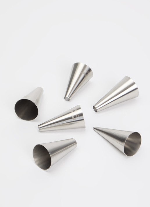 Patisse Accessories ronde spuitmondjes set van 6 - voorkant 2 zilver