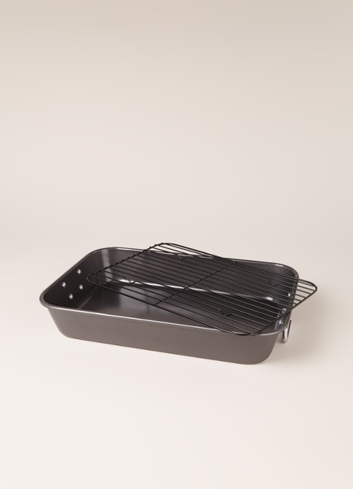 Patisse Carat braadslede met rooster 40 x 28 cm - detail donkergrijs