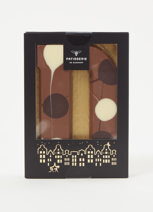 Patisserie de Bijenkorf Chocoladeletter Melk gevlekt 190 gram - A t/m Z - voorkant 2 d