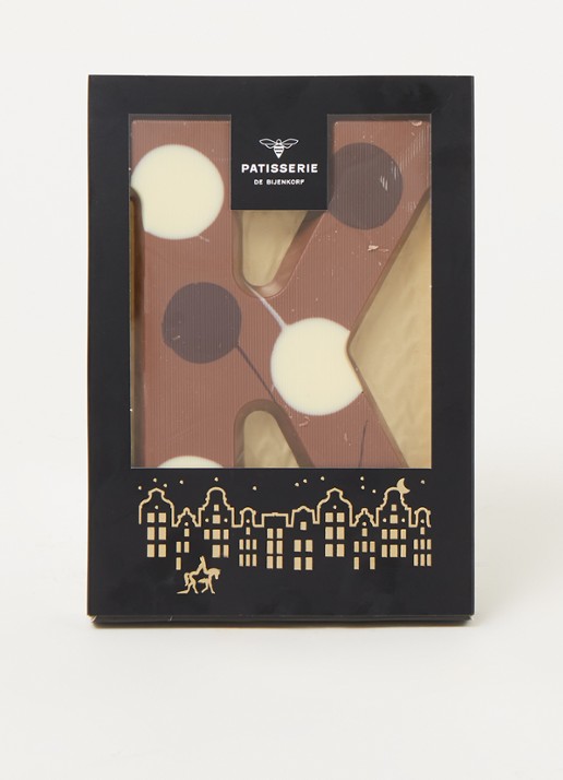 Patisserie de Bijenkorf Chocoladeletter Melk gevlekt 190 gram - A t/m Z - voorkant 2 k