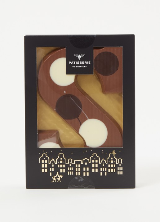 Patisserie de Bijenkorf Chocoladeletter Melk gevlekt 190 gram - A t/m Z - voorkant 2 s