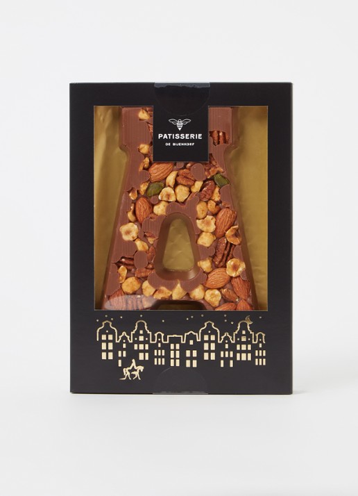 Patisserie de Bijenkorf Chocoladeletter Melk met noten 185 gram - A t/m Z - voorkant 2 a