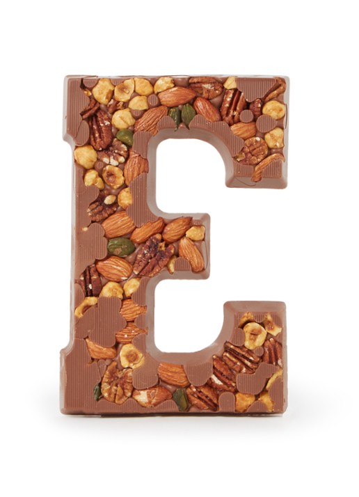 Patisserie de Bijenkorf Chocoladeletter Melk met noten 185 gram - A t/m Z - voorkant e