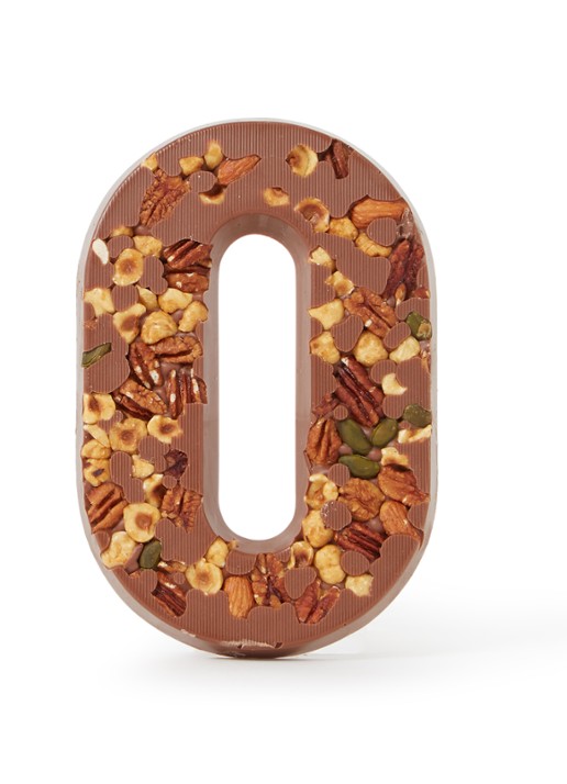 Patisserie de Bijenkorf Chocoladeletter Melk met noten 185 gram - A t/m Z - voorkant o