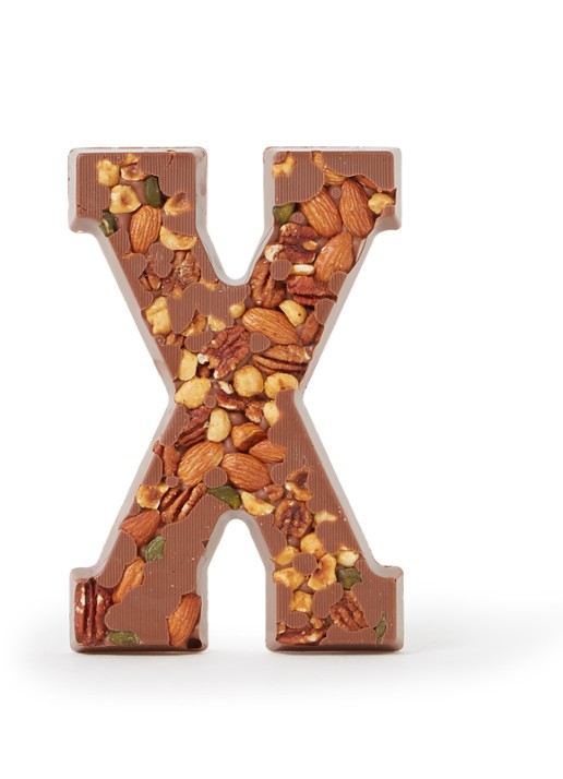 Patisserie de Bijenkorf Chocoladeletter Melk met noten 185 gram - A t/m Z - voorkant x