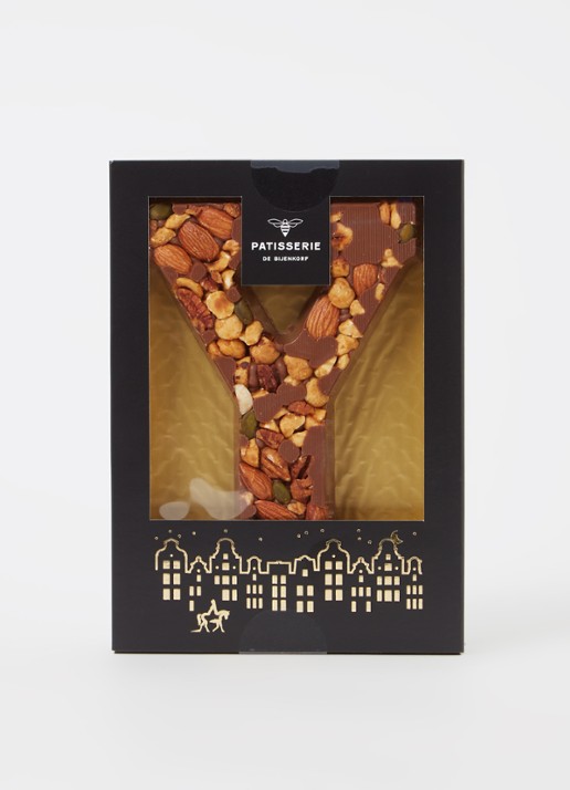 Patisserie de Bijenkorf Chocoladeletter Melk met noten 185 gram - A t/m Z - voorkant 2 y