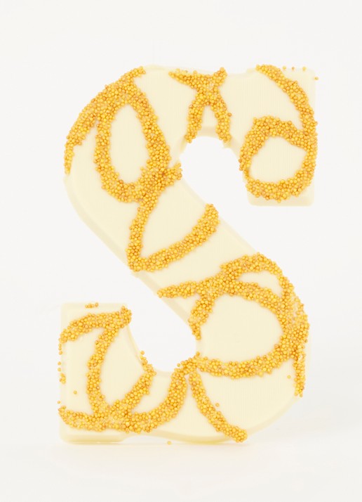 Patisserie de Bijenkorf Chocoladeletter S Wit met champagnevulling 210 gram -  Limited Edition - voorkant 2 undefined