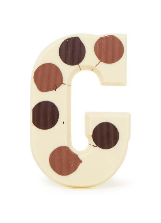 Patisserie de Bijenkorf Chocoladeletter Wit gevlekt 190 gram - A t/m Z - voorkant g