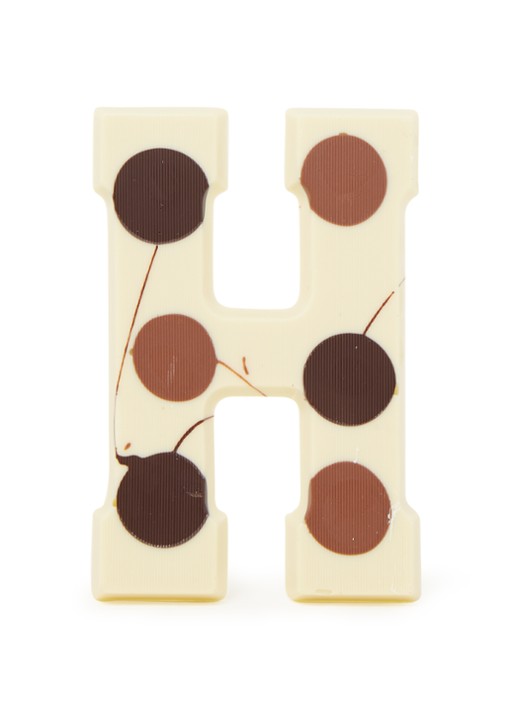 Patisserie de Bijenkorf Chocoladeletter Wit gevlekt 190 gram - A t/m Z - voorkant h
