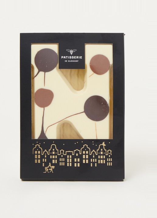 Patisserie de Bijenkorf Chocoladeletter Wit gevlekt 190 gram - A t/m Z - voorkant 2 n