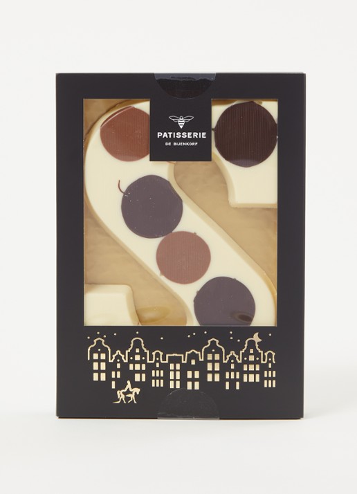 Patisserie de Bijenkorf Chocoladeletter Wit gevlekt 190 gram - A t/m Z - voorkant 2 s