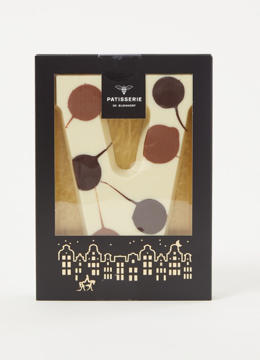 Patisserie de Bijenkorf Chocoladeletter Wit gevlekt 190 gram - A t/m Z - voorkant 2 v