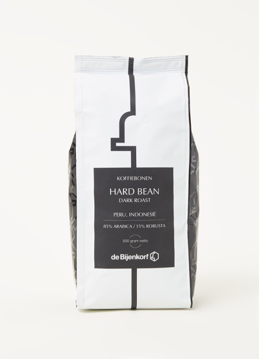 Patisserie de Bijenkorf Hard Bean Dark Roast koffiebonen 500 gram - voorkant 2 zwart