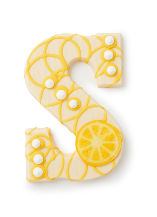 Patisserie de Bijenkorf Speciale chocoladeletter wit citroen meringue 220 gram - voorkant undefined