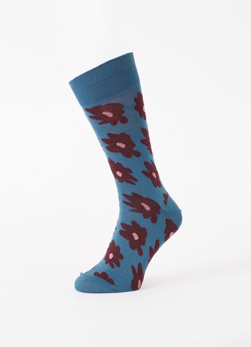 Paul Smith Big Flower sokken met bloemenprint - detail 3 petrol