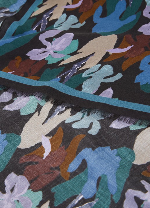 Paul Smith Iris sjaal met print 180 x 70 cm - detail 3 blauw