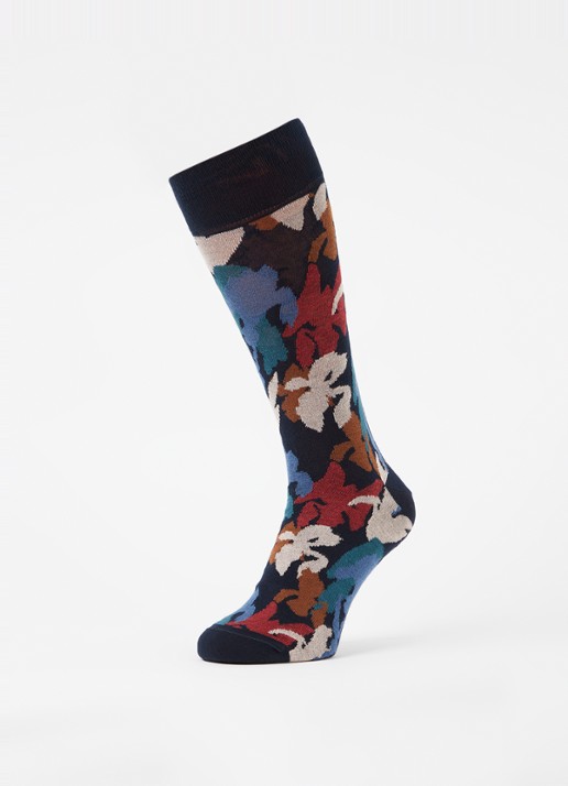 Paul Smith Iris sokken met bloemenprint - detail 3 donkerblauw
