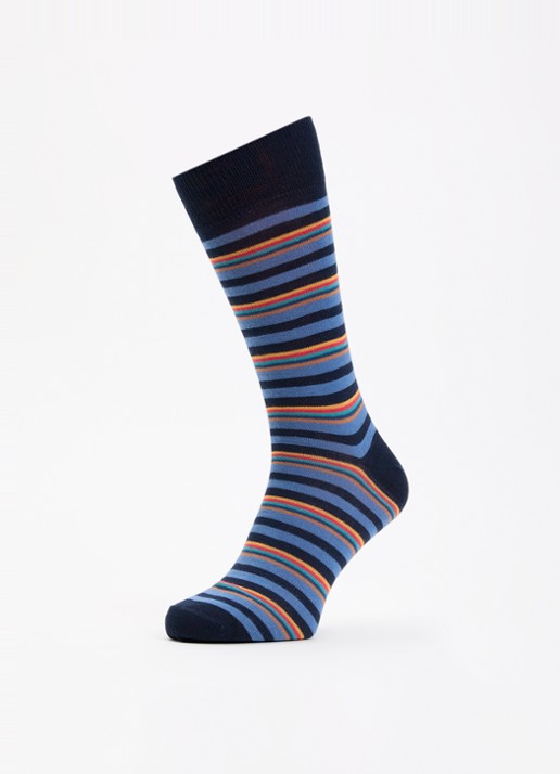 Paul Smith Nolan sokken met streepprint - detail 3 donkerblauw