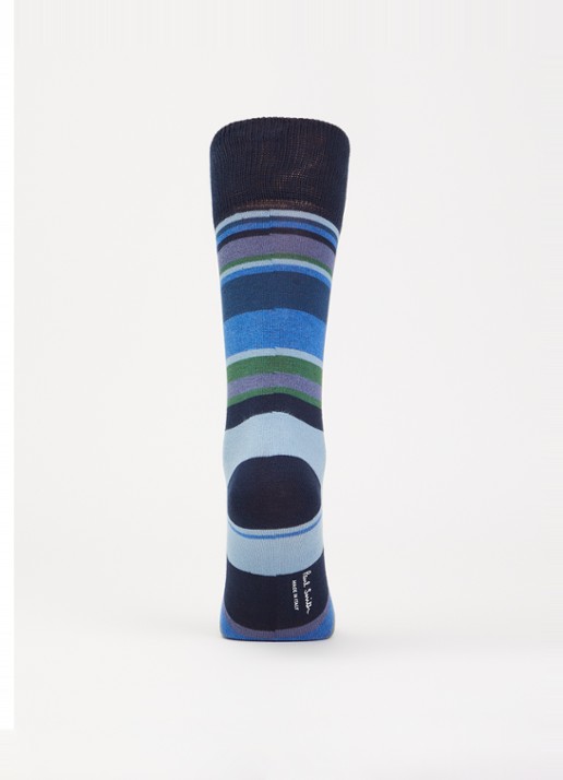 Paul Smith Ozzy sokken met streepprint - voorkant 3 donkerblauw
