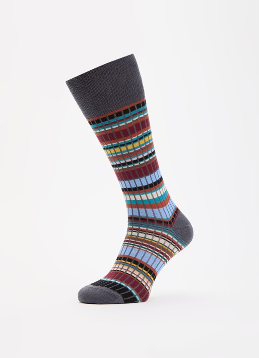 Paul Smith Signature Stripe ribgebreide sokken met streepprint - detail donkergrijs